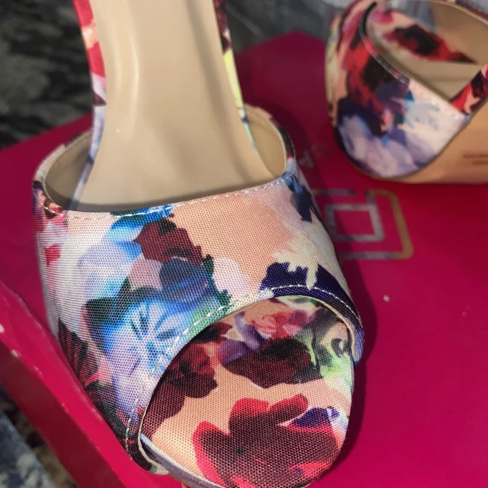 Dream Pairs Floral High Heel Peep Toe Womens 8 - Picture 5 of 9